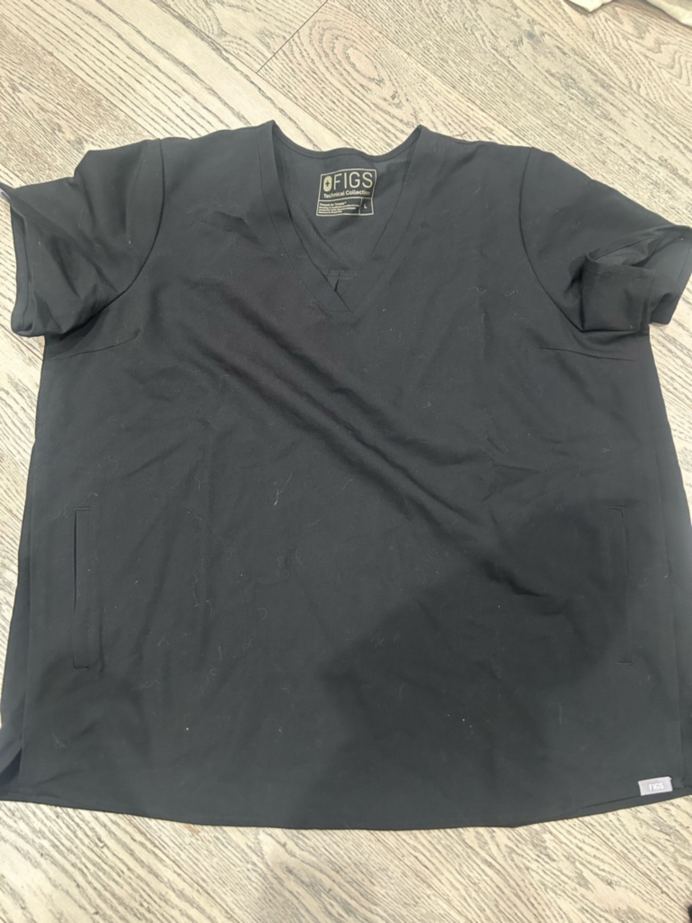 Figs Black Tee with Gold Logo